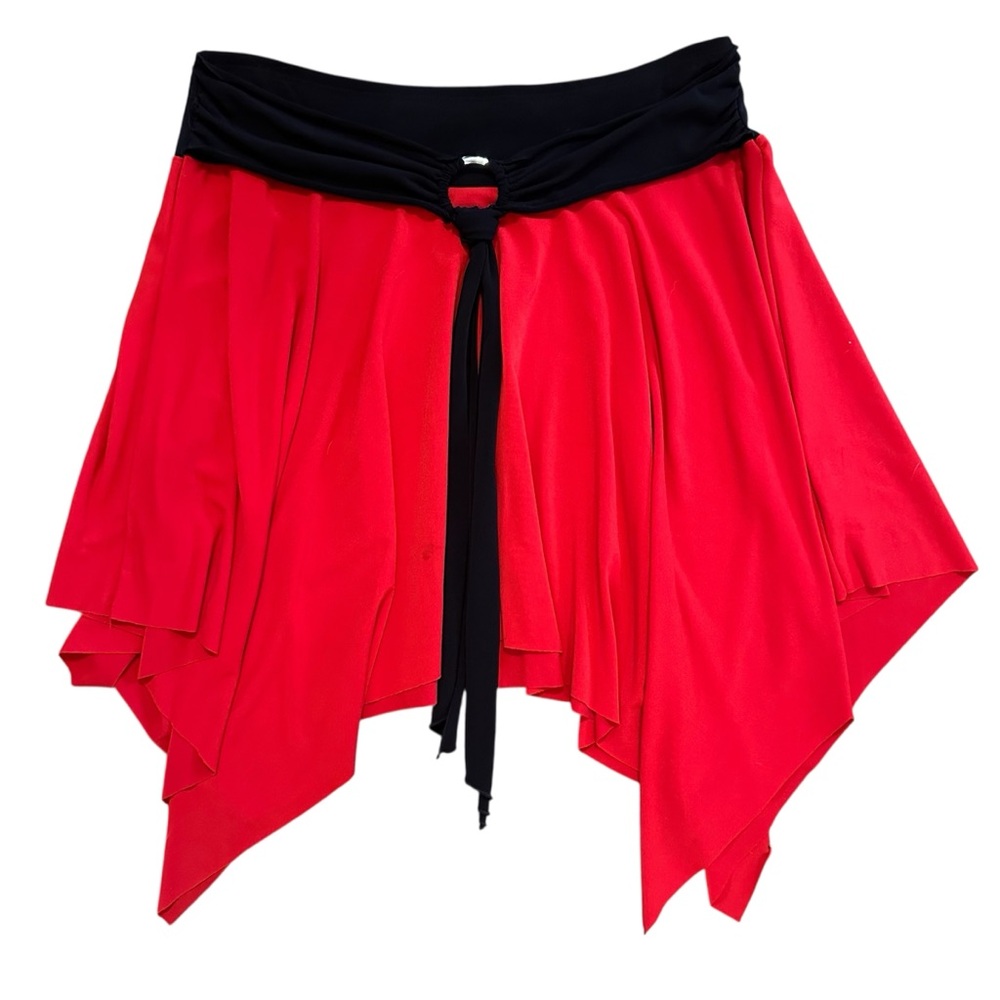 Chic Asymmetrical Red and Black Skirt